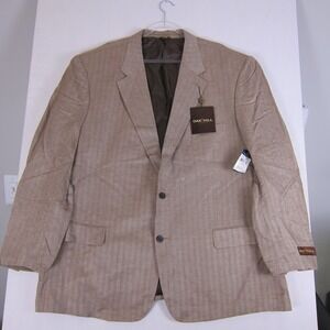 OAK HILL Mens 54R Sport Coat Blazer Jacket Brown Herringbone Linen Blend NWT